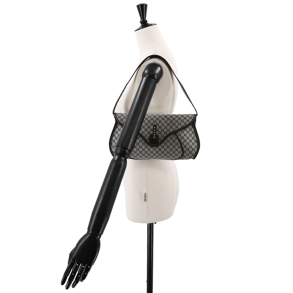 Macadam Shoulder Bag Canvas Leather Gray Black Vintage