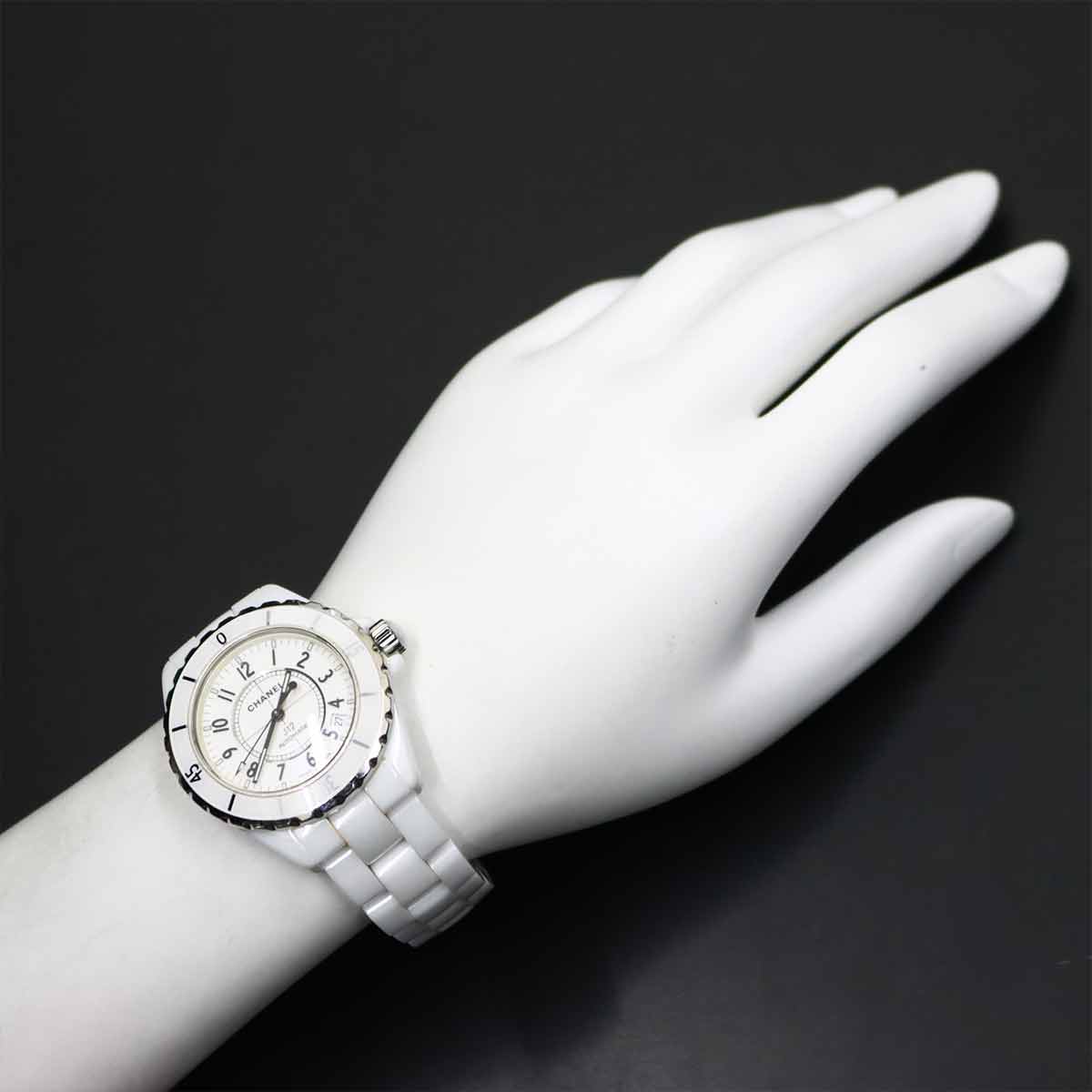 J12 H0970 Ceramic Date Automatic White Dial Mens Watch