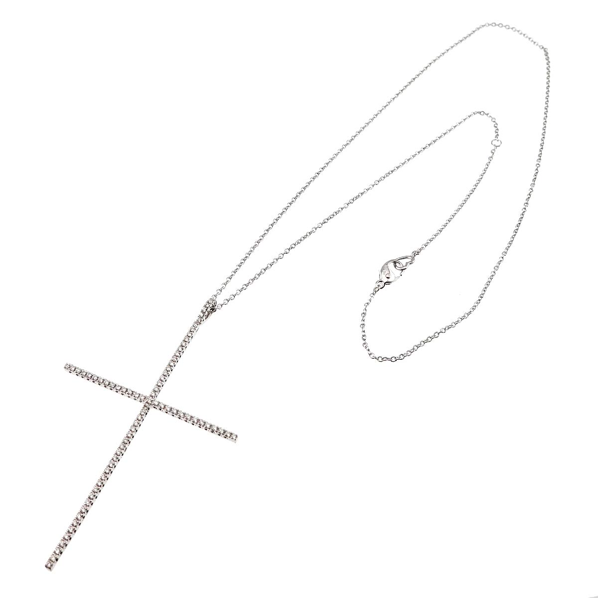 Cross motif Diamond 0.38ct Necklace 18K White Gold 750