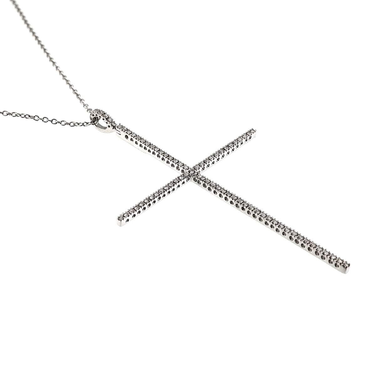 Cross motif Diamond 0.38ct Necklace 18K White Gold 750