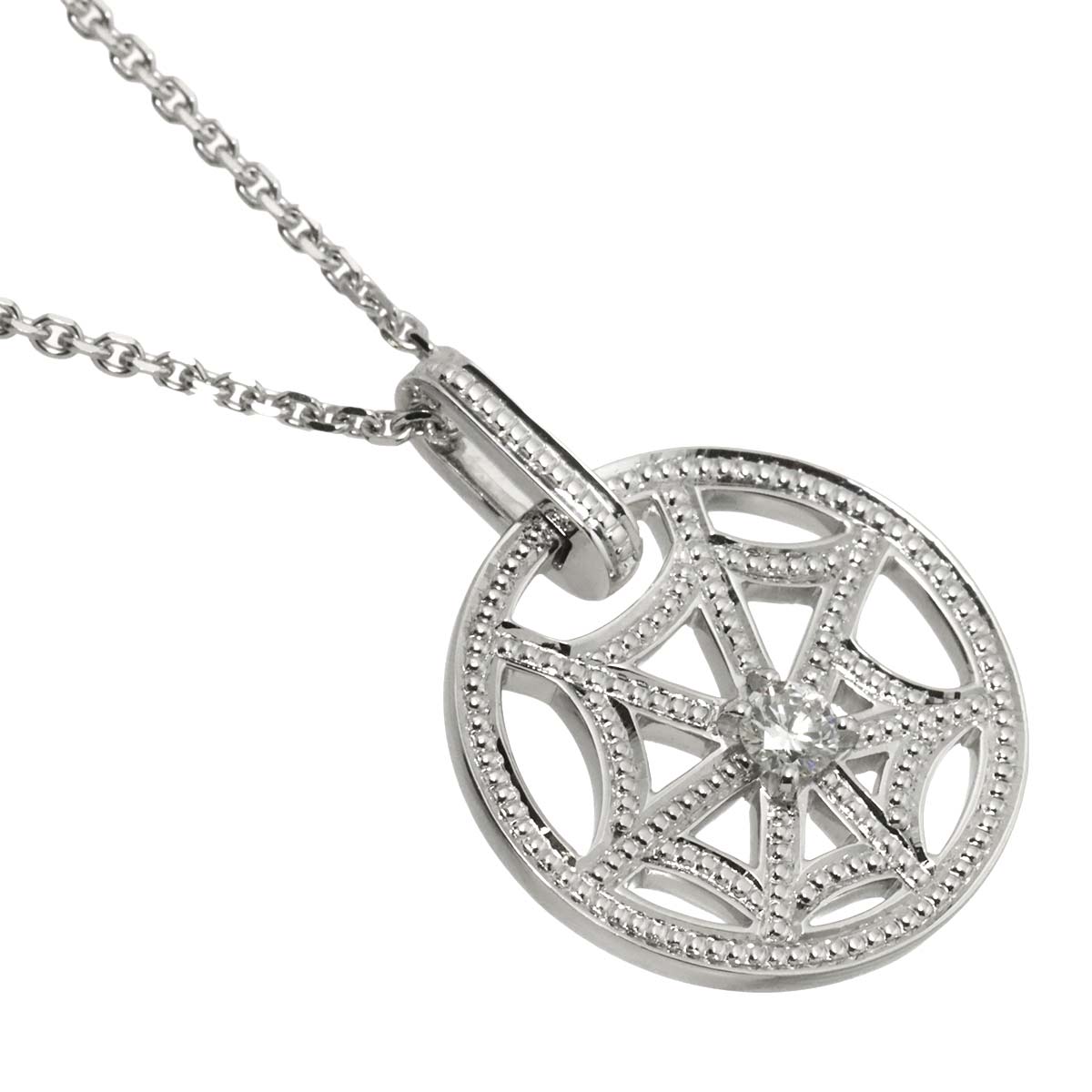 Attrapmore spider web Diamond Necklace 18K WG White Gold 750