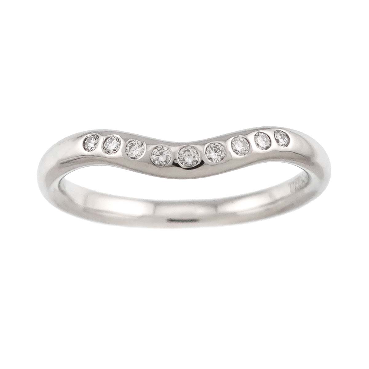 Curved Band Diamond Ring Platinum size4.5(US)
