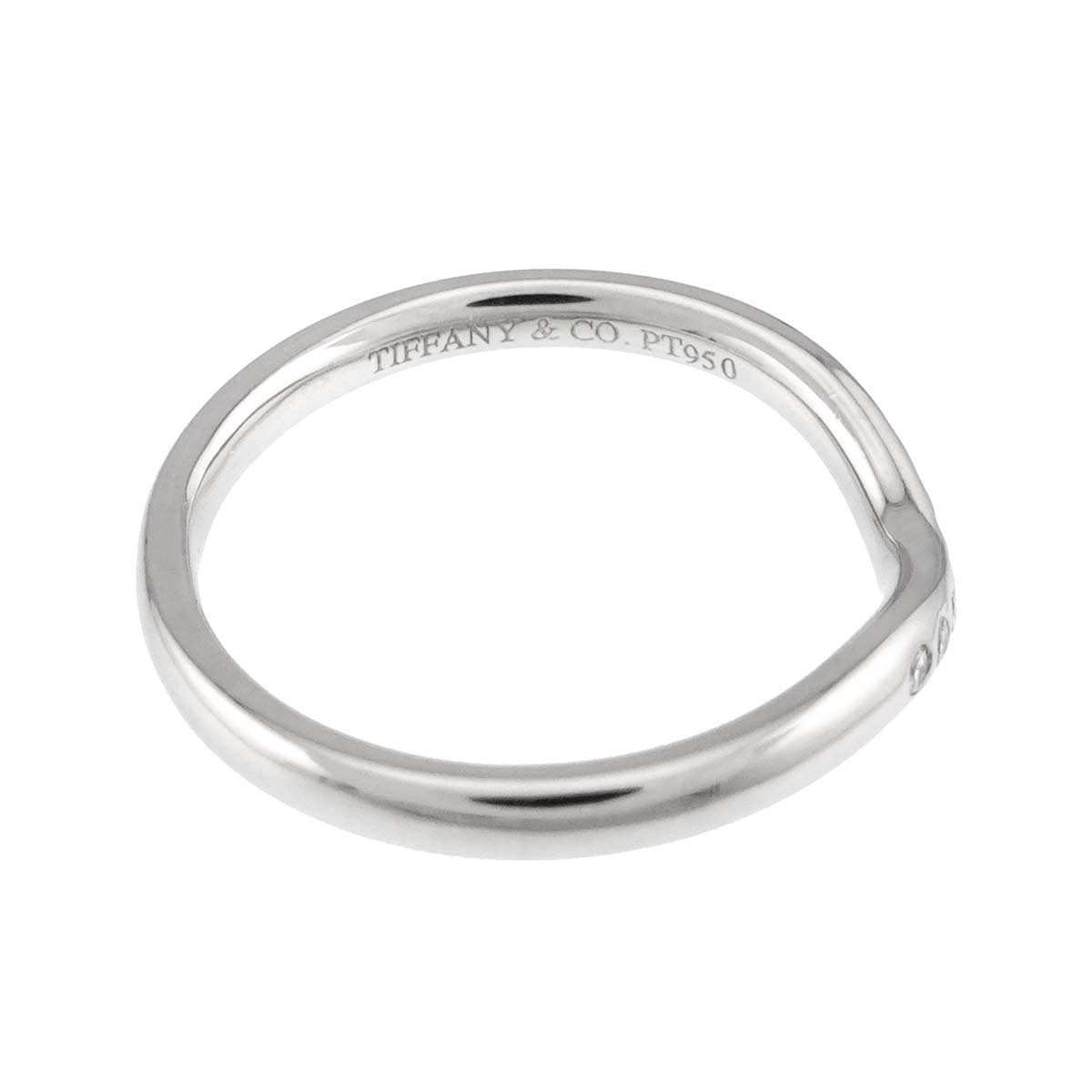 Curved Band Diamond Ring Platinum size4.5(US)