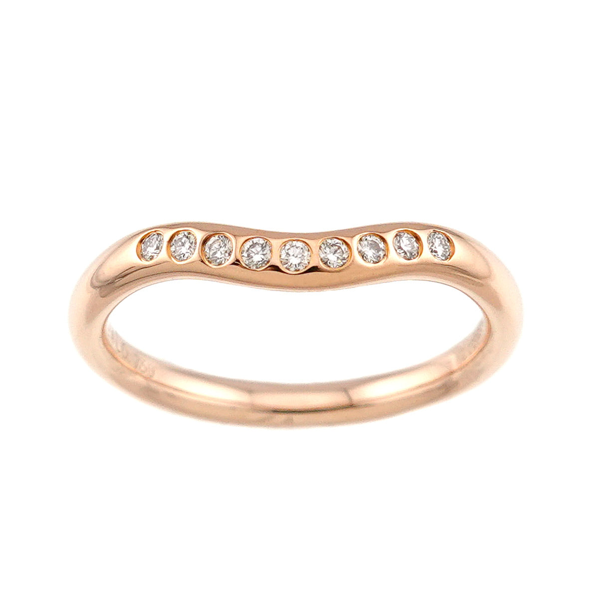 Curved Band Diamond Ring 18K PG 750 Size4.5(US)
