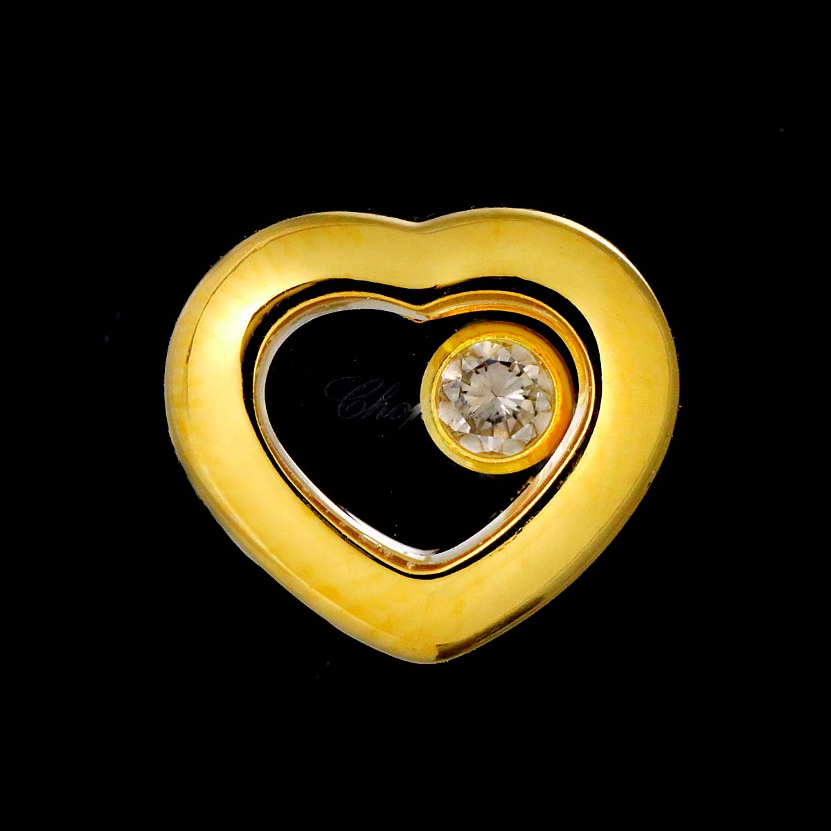 Happy Diamond Heart Earrings Pierced 18K YG 750