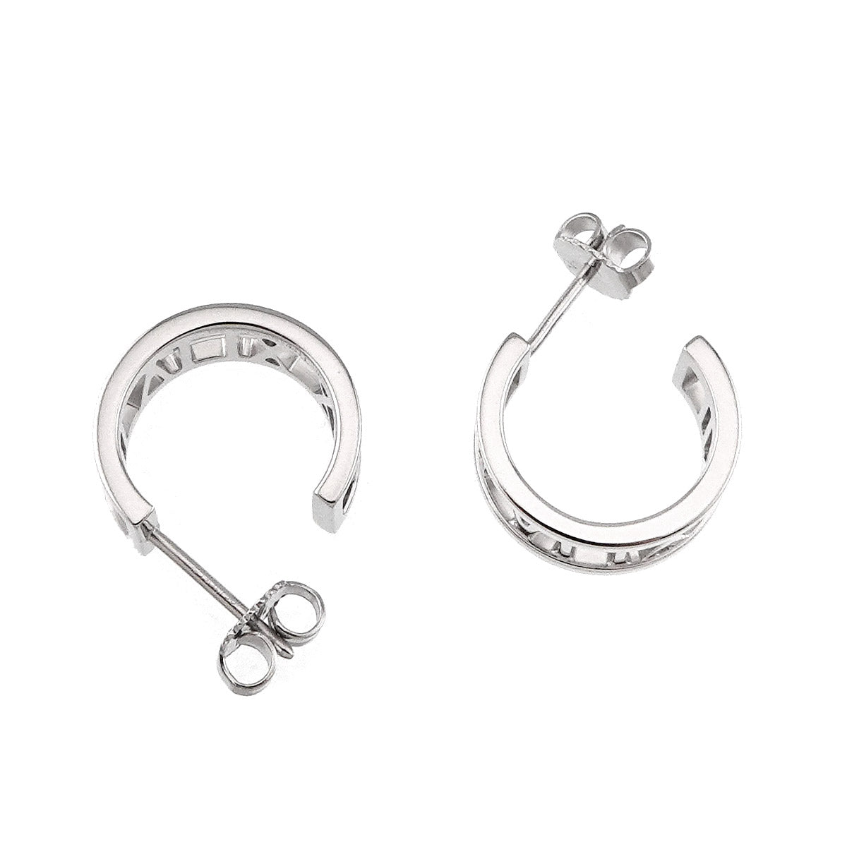 Atlas Open Foop Earrings Pierced 18K White Gold 750