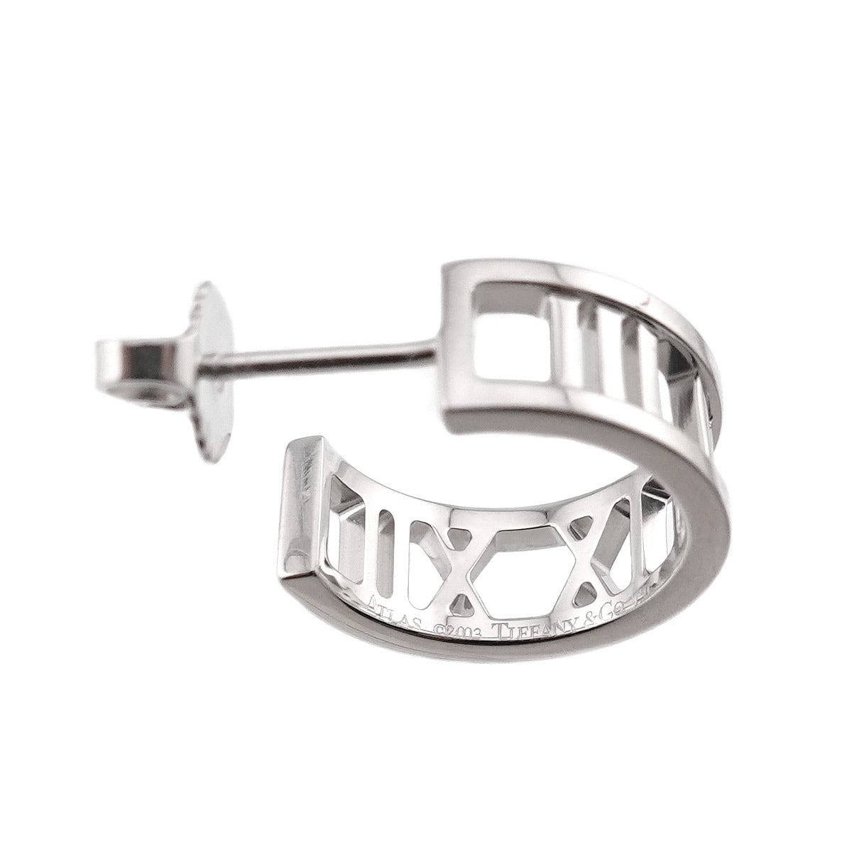 Atlas Open Foop Earrings Pierced 18K White Gold 750