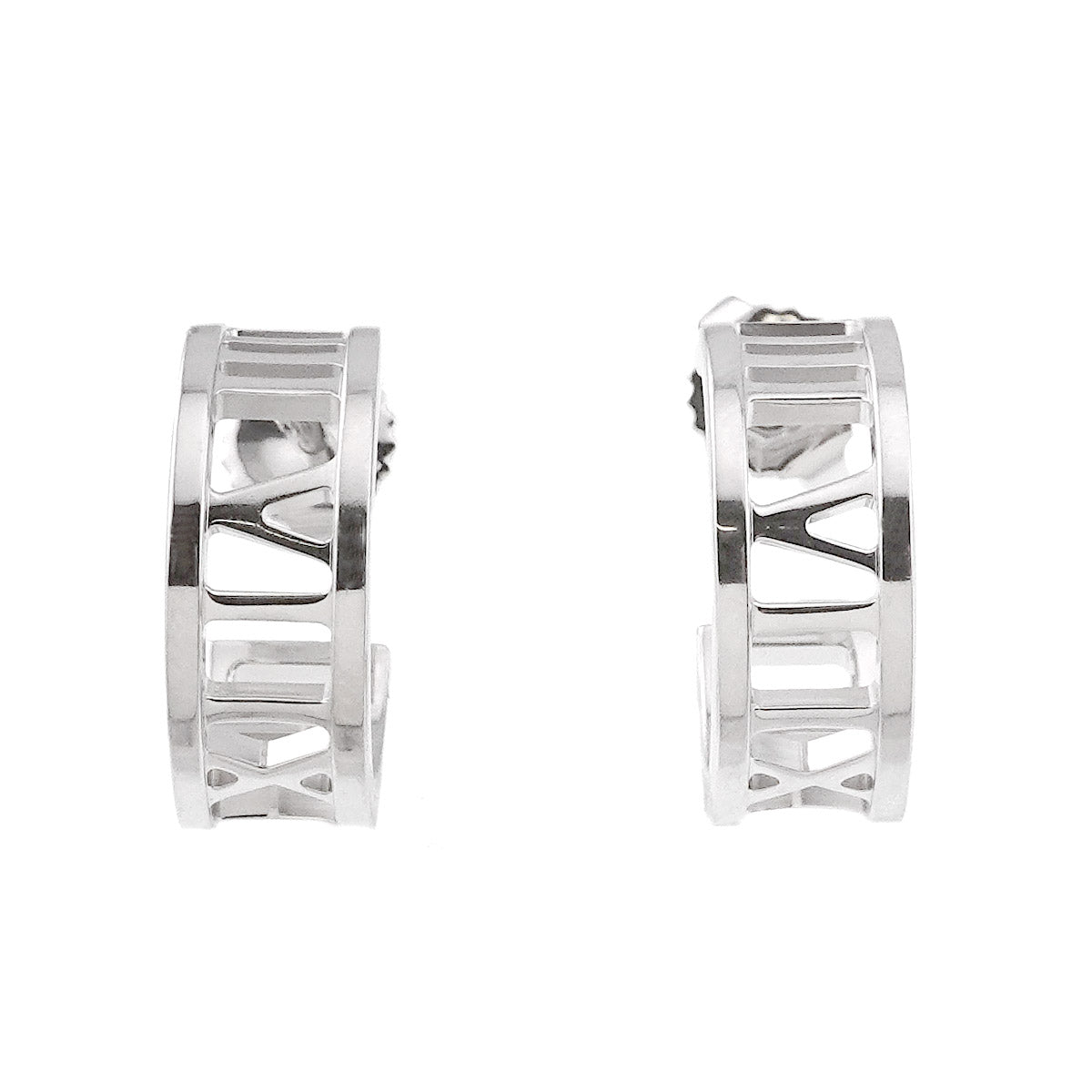 Atlas Open Foop Earrings Pierced 18K White Gold 750