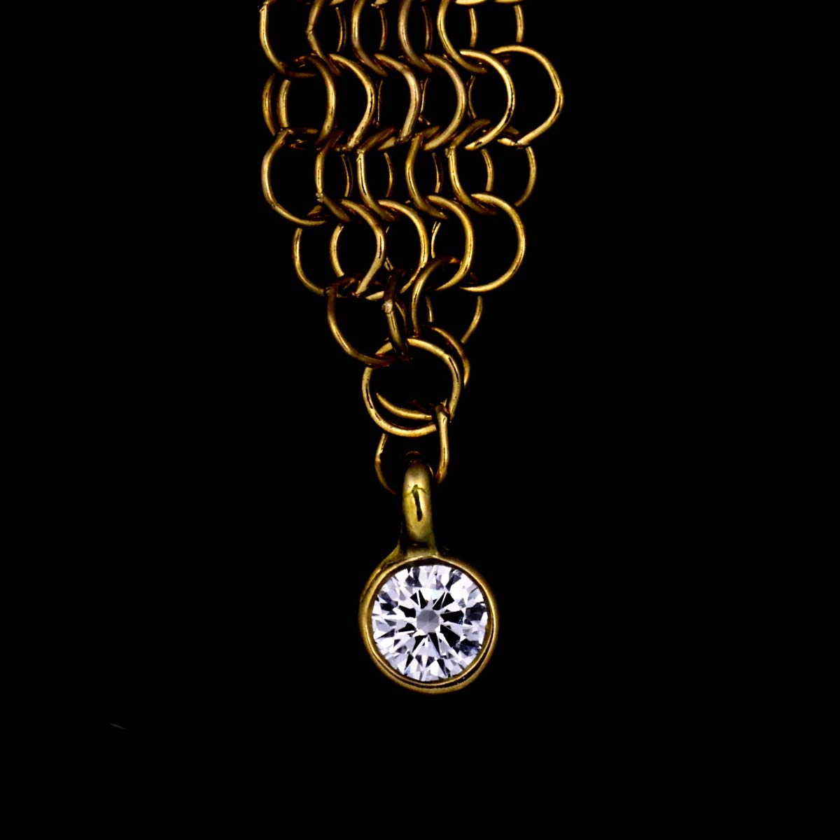 Mesh hook Diamond Earring Pierced 18K YG One Piece only