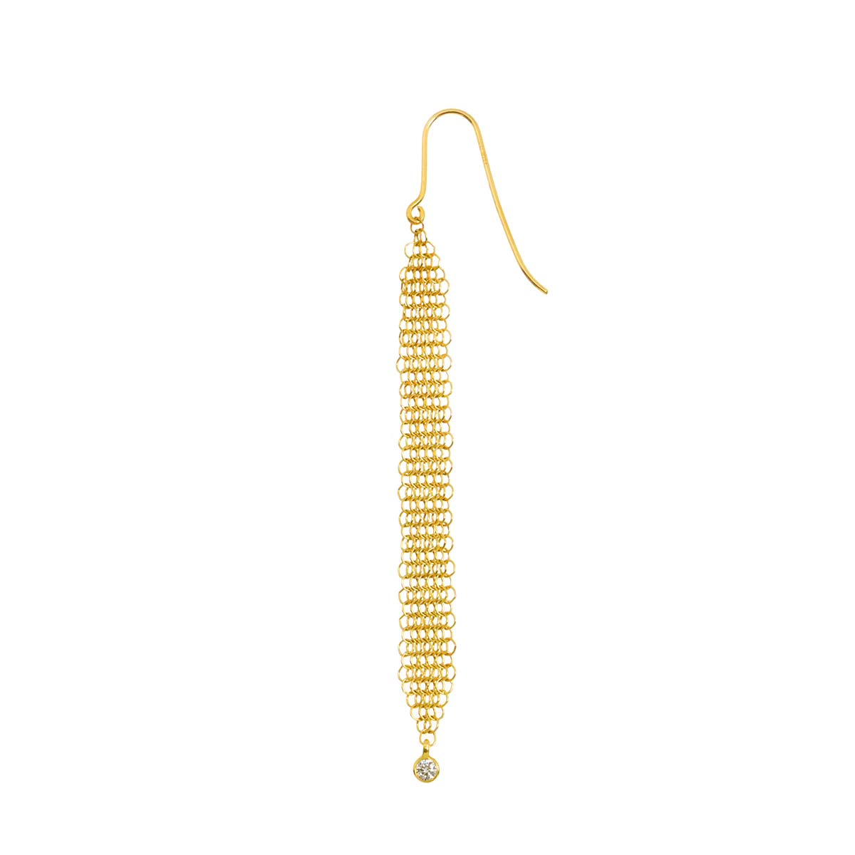 Mesh hook Diamond Earring Pierced 18K YG One Piece only