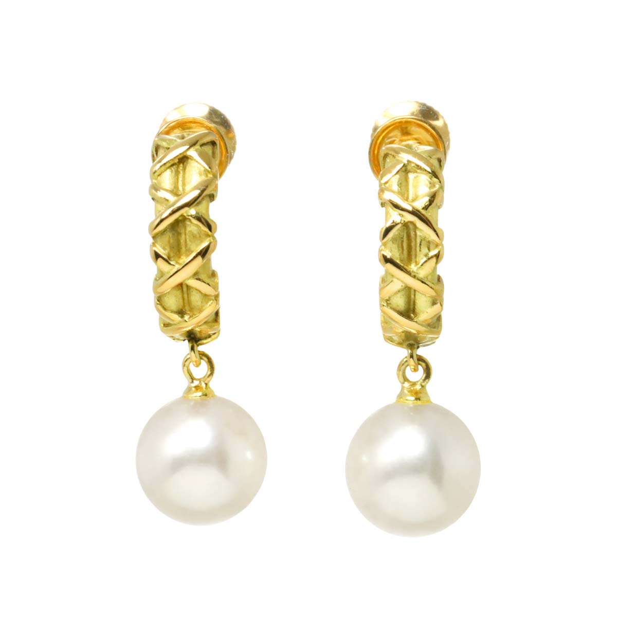 Akoya Pearl 8.2-8.0mm Earrings 18K YG 750