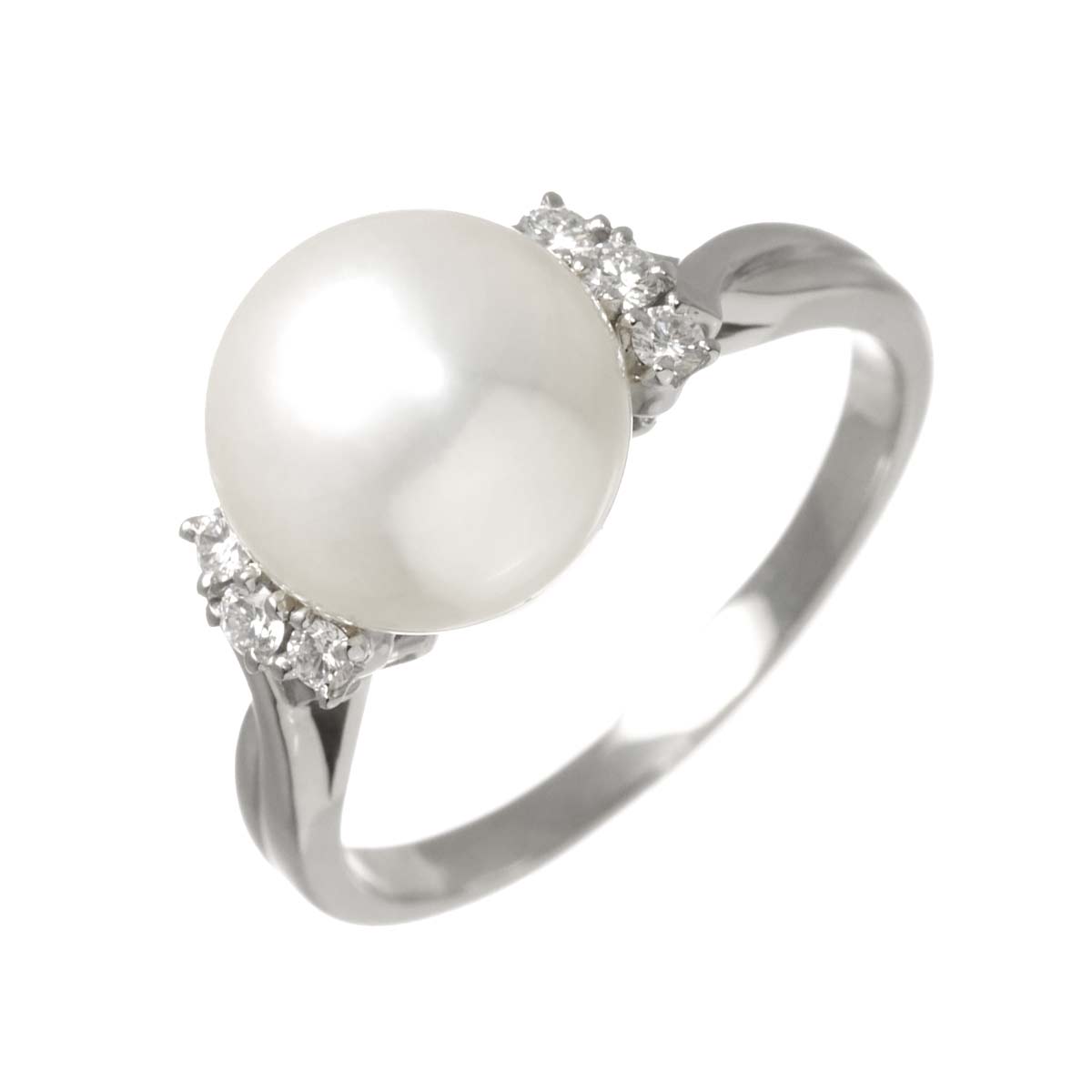 Akoya Pearl 9.3mm Diamond Ring Platinum size6(US)