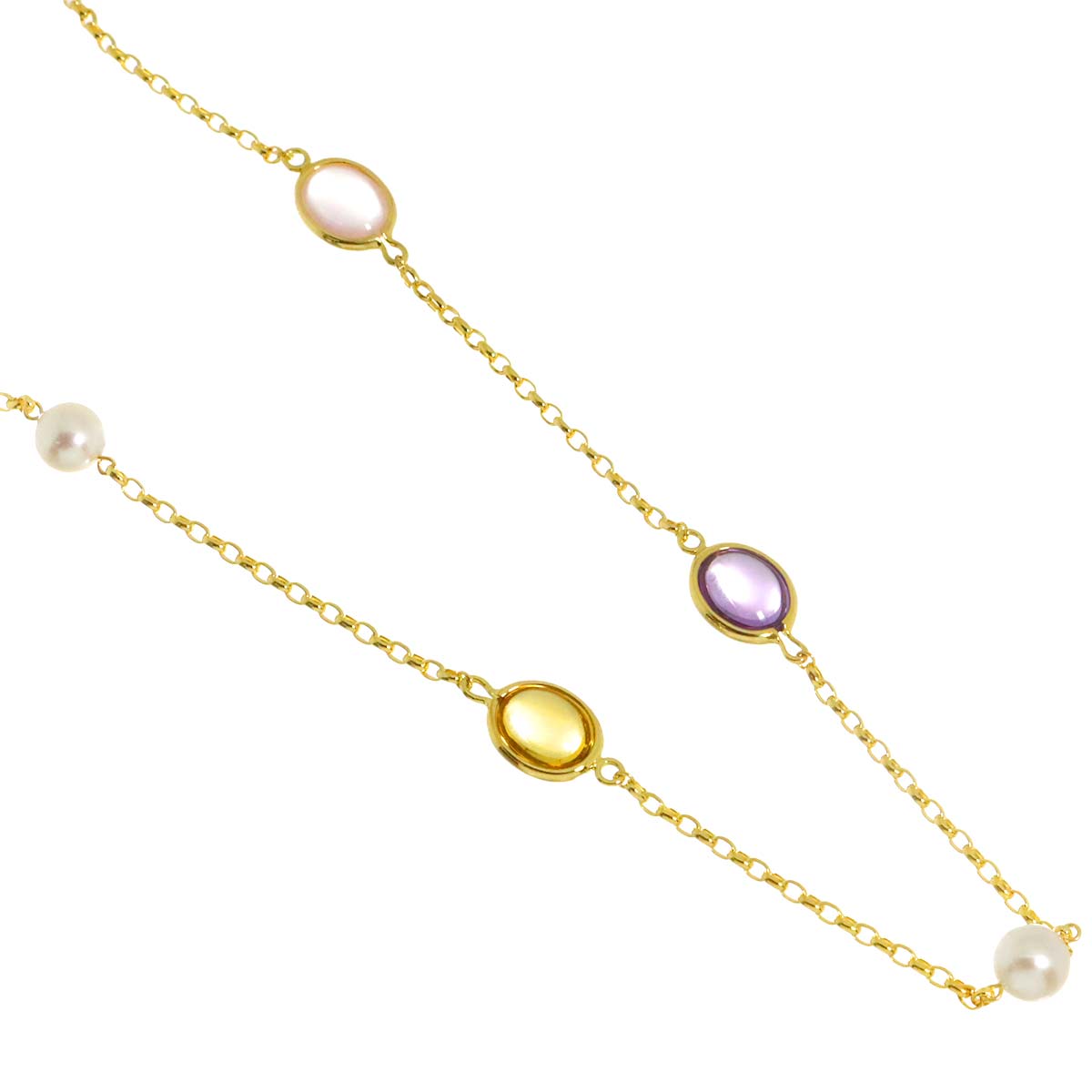 Akoya Pearl Multi Stone Necklace 18K YG 750