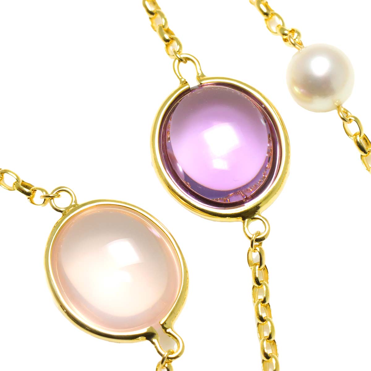Akoya Pearl Multi Stone Necklace 18K YG 750