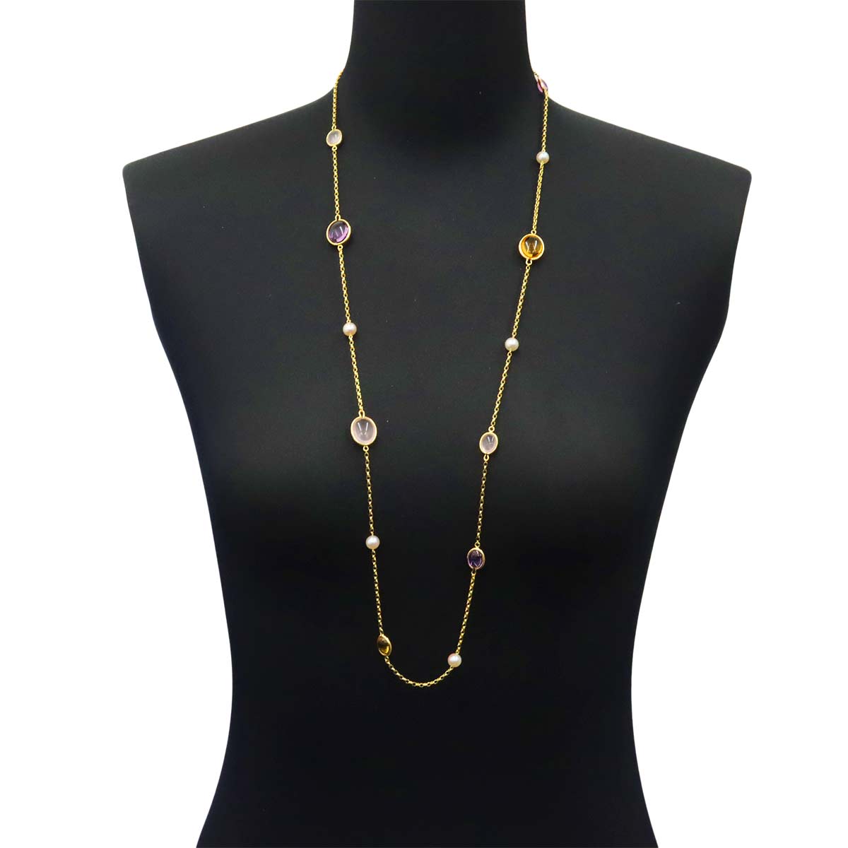 Akoya Pearl Multi Stone Necklace 18K YG 750