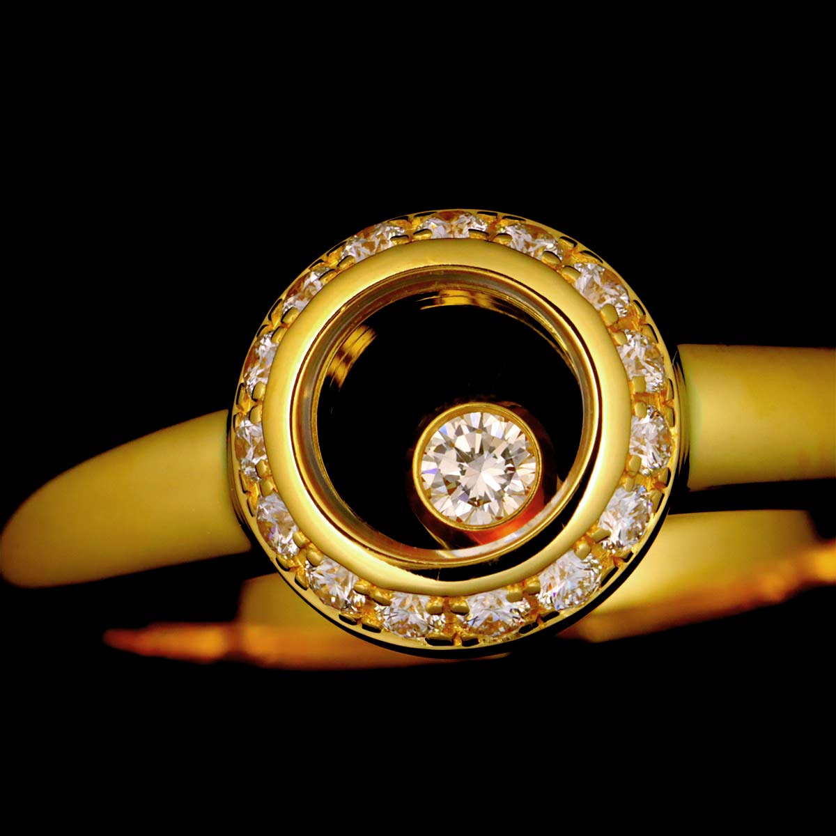 Happy Diamond Ring 18K YG 750 Size4(US)