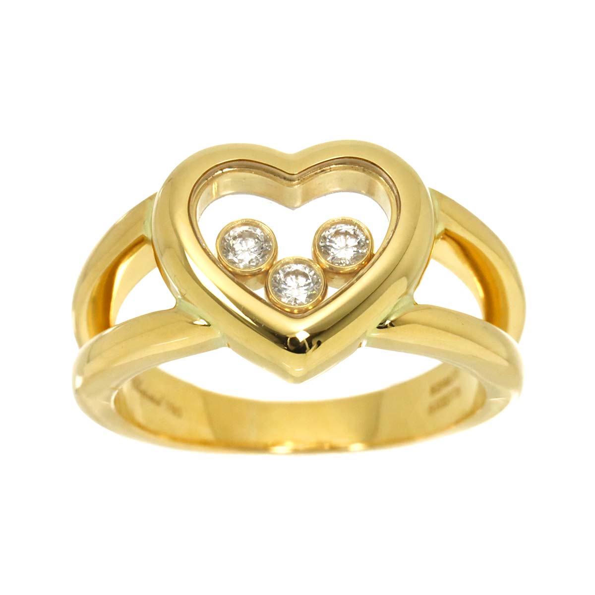 Happy Diamond Heart Ring 18K YG 750 Size4.75-5(US)