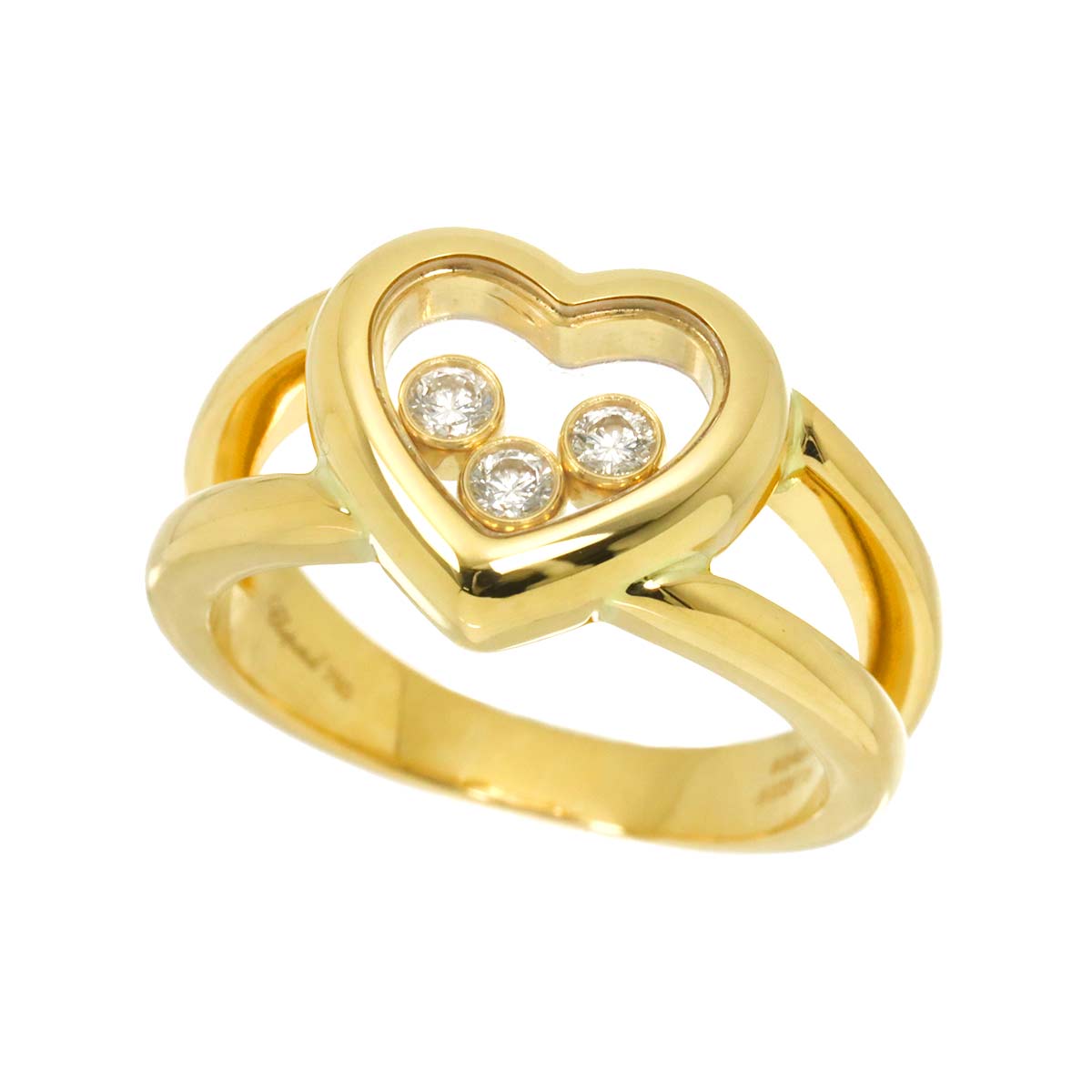 Happy Diamond Heart Ring 18K YG 750 Size4.75-5(US)