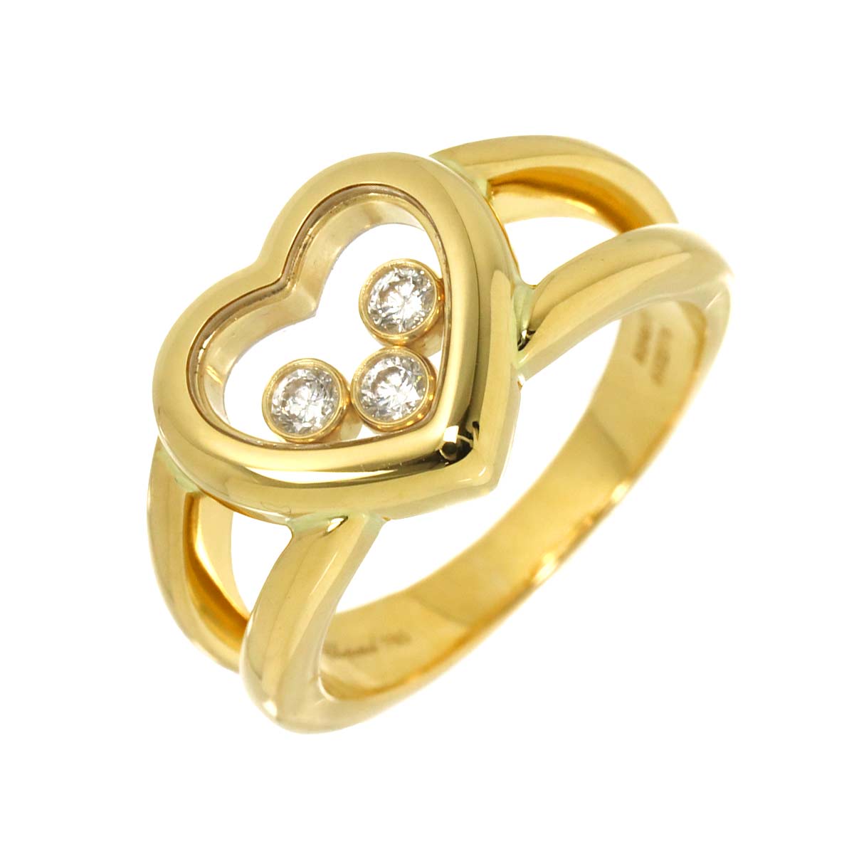 Happy Diamond Heart Ring 18K YG 750 Size4.75-5(US)