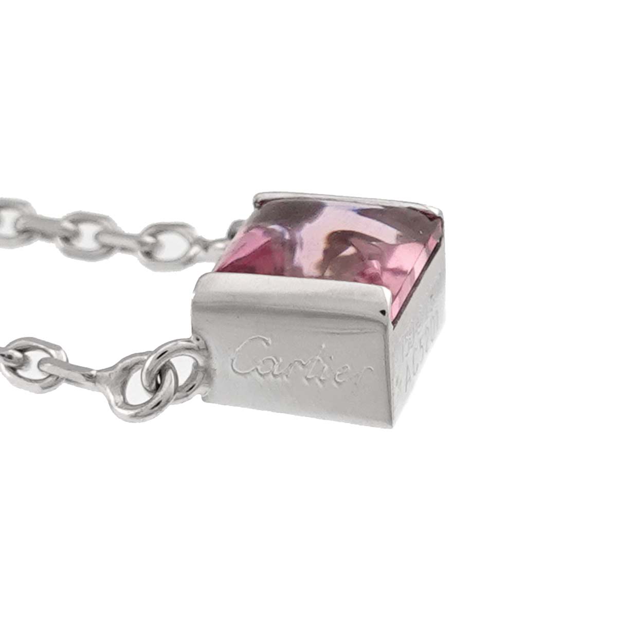 Tank Pink Tourmaline Necklace 18K White Gold 750