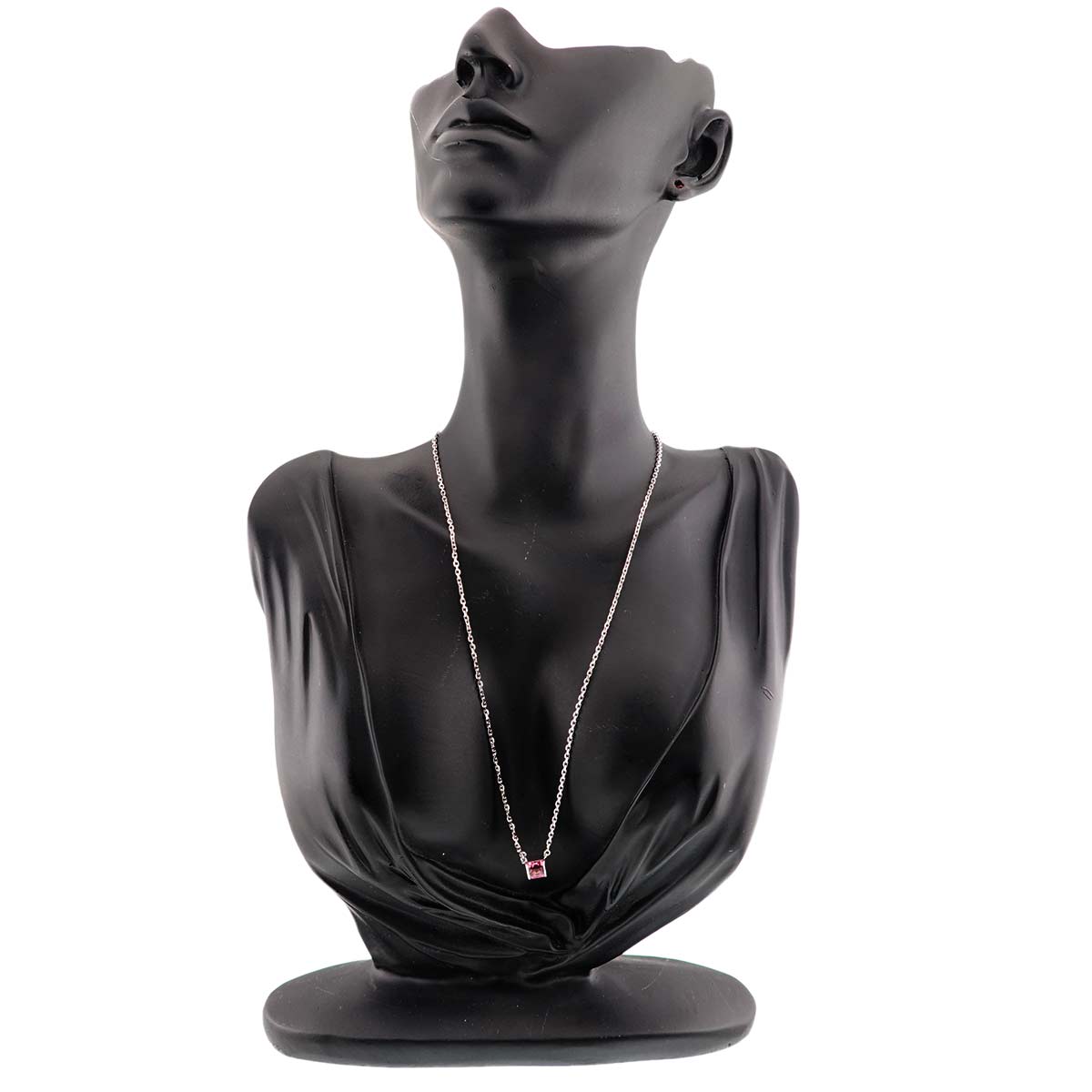 Tank Pink Tourmaline Necklace 18K White Gold 750