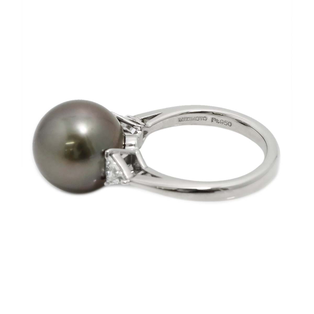 Black Pearl 12.5mm Diamond 0.37ct Ring Platinum size6.25-6.5(US)