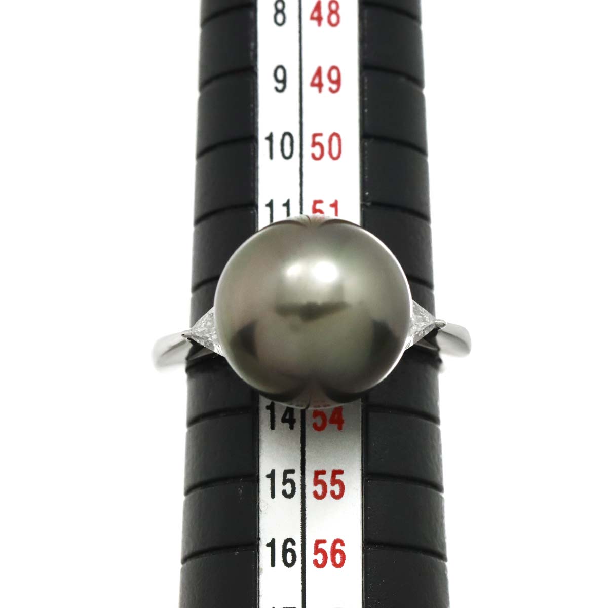 Black Pearl 12.5mm Diamond 0.37ct Ring Platinum size6.25-6.5(US)