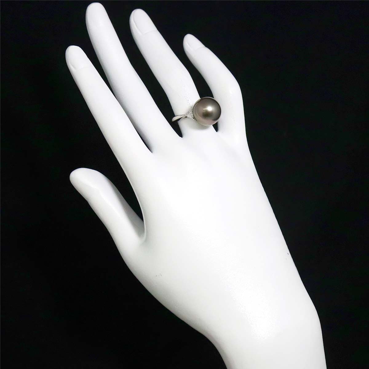 Black Pearl 12.5mm Diamond 0.37ct Ring Platinum size6.25-6.5(US)