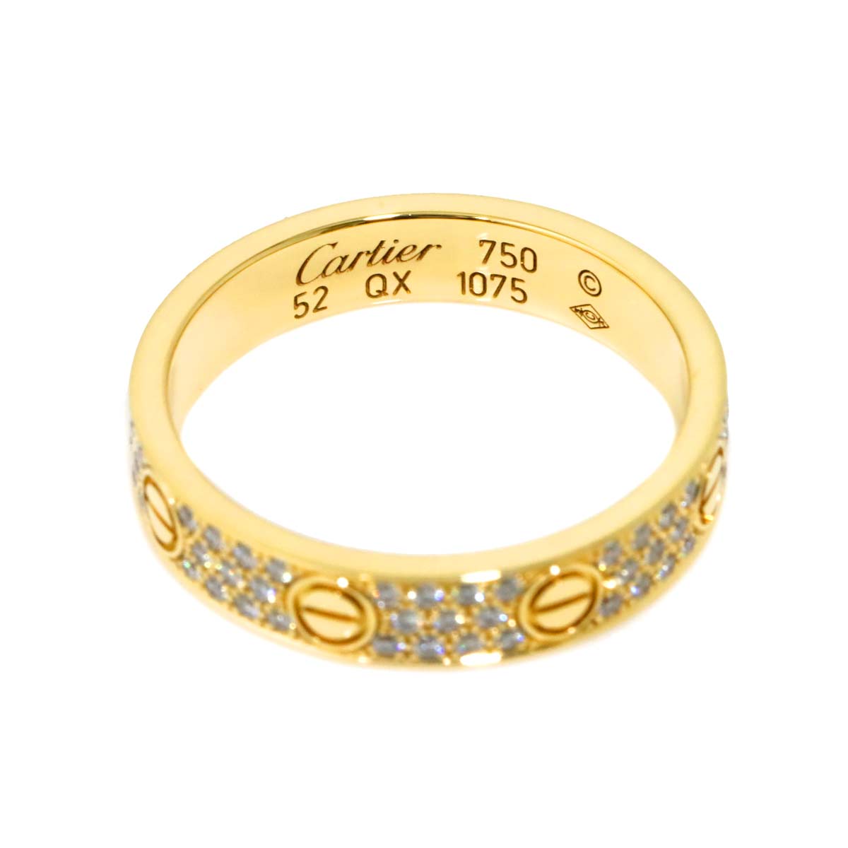 Love Ring SM Full Pave Diamond 18K YG 750 size52 Size:6(US)