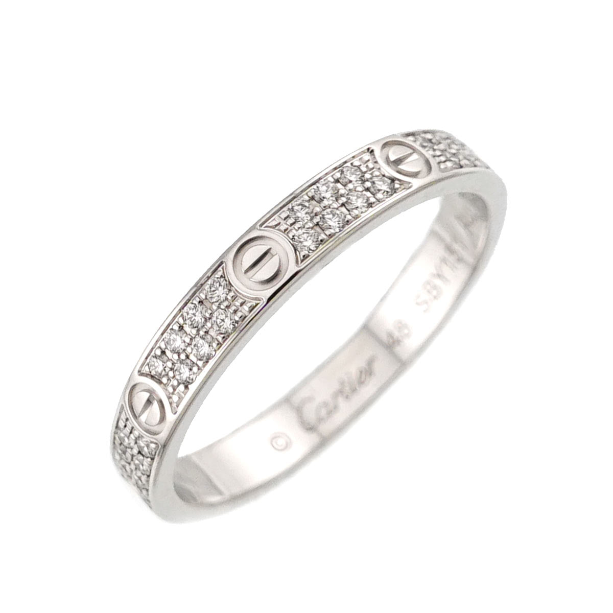 Mini Love Mini Ring Full Pave Diamond 18K WG 750 size48 4.5(US)