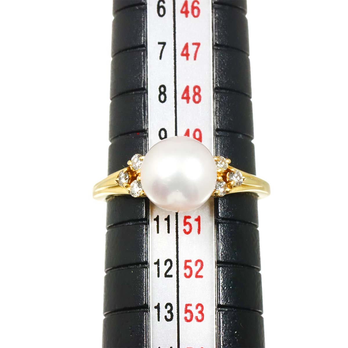 Akoya Pearl 7.7mm Diamond Ring 18K YG 750 size5.25(US)