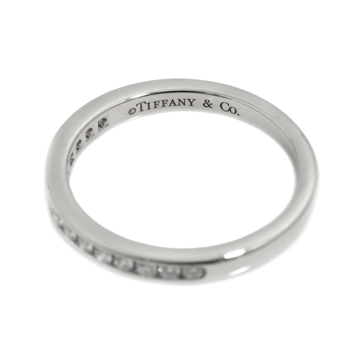 Half Diamond band Ring Platinum Size4(US)