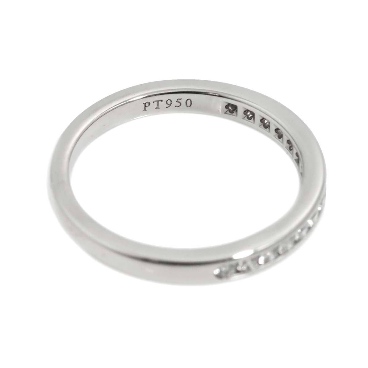 Half Diamond band Ring Platinum Size4(US)