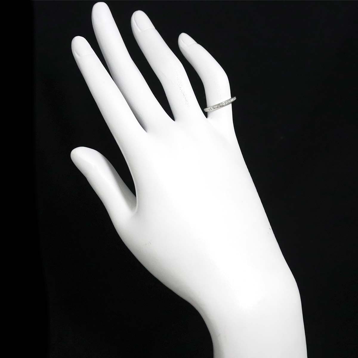 Half Diamond band Ring Platinum Size4(US)