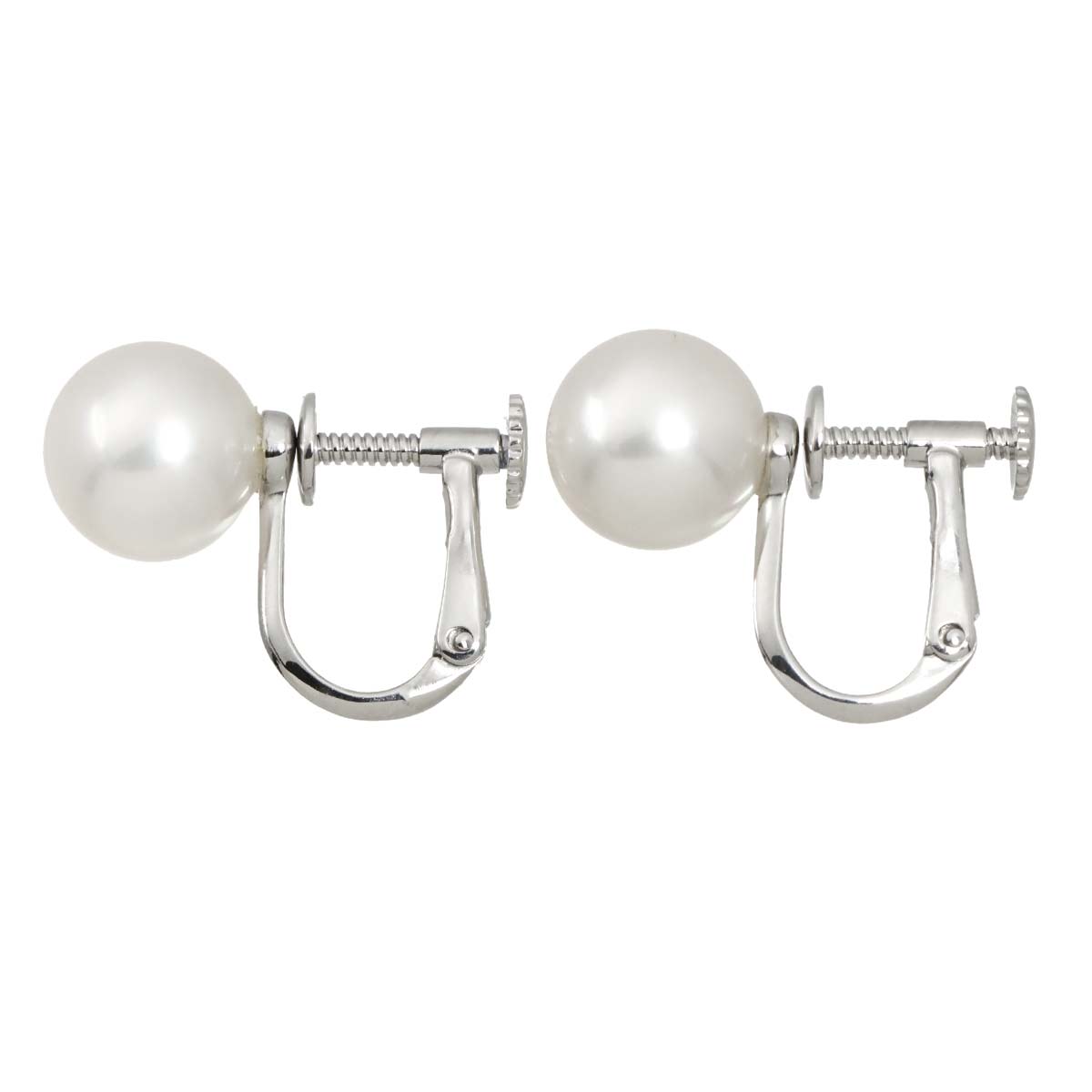 Akoya Pearl 8.2mm Earrings Clip on 18K WG White Gold 750