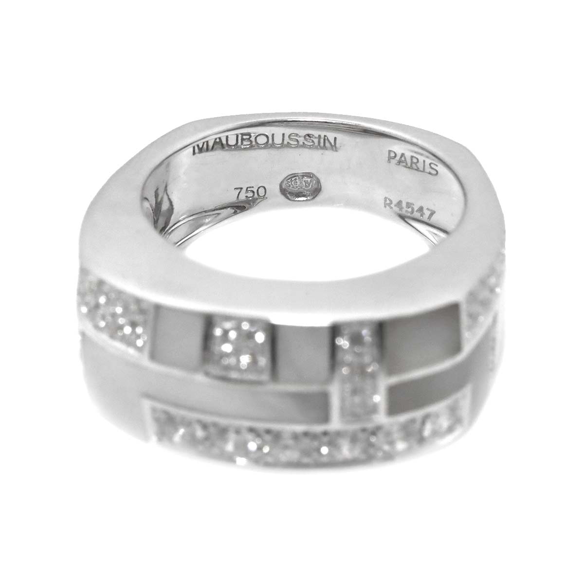Diamond MOP Ring 18K WG 750 size6(US)