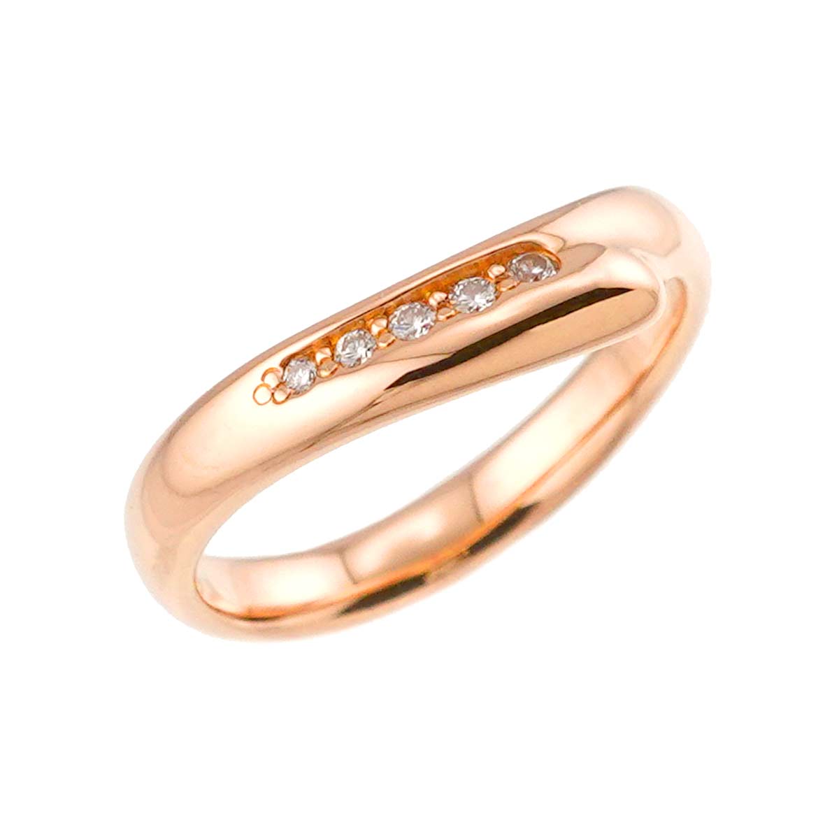Open Heart Diamond Ring 18K PG 750 Size4.5(US)