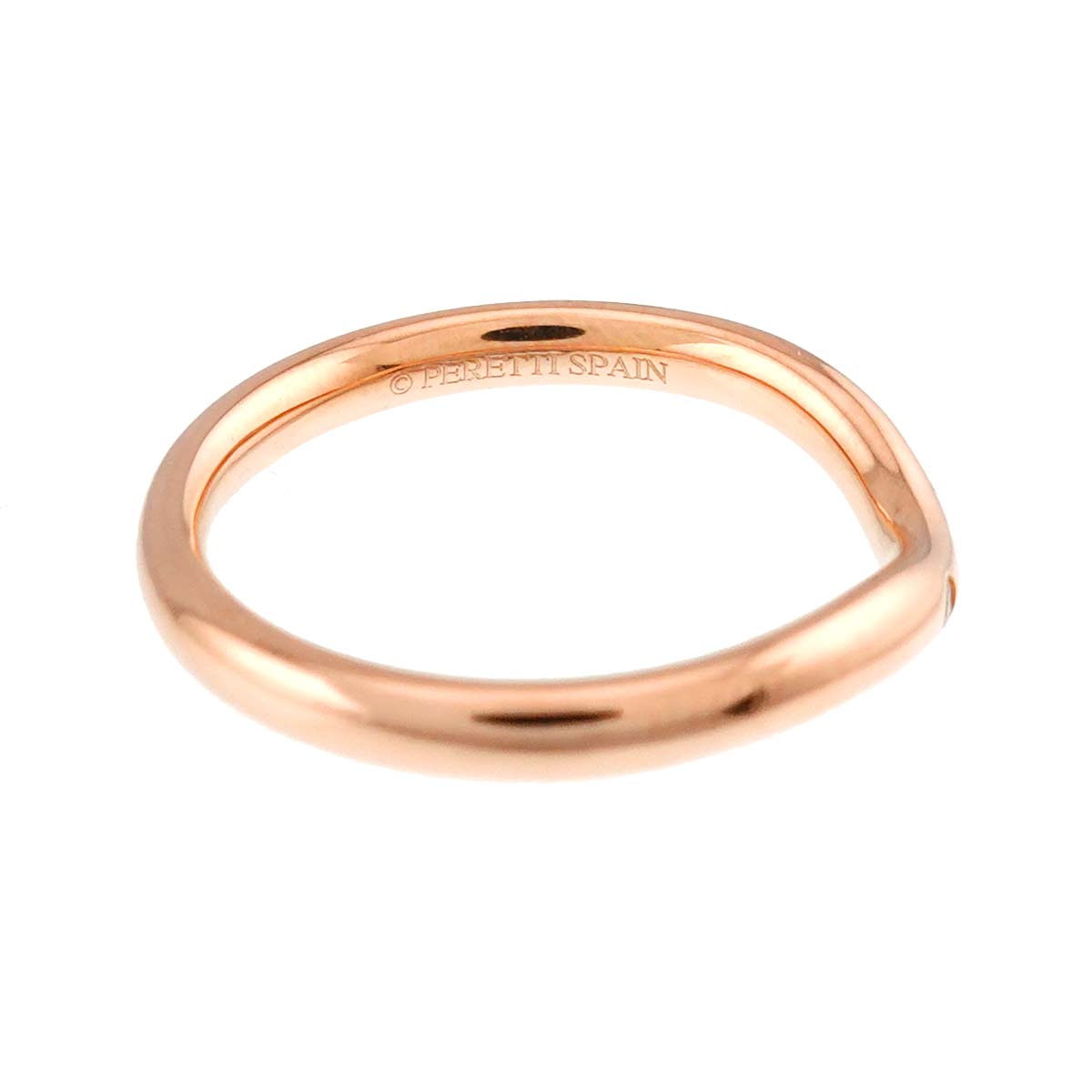 Curved Band Diamond Ring 18K PG 750 Size4(US)