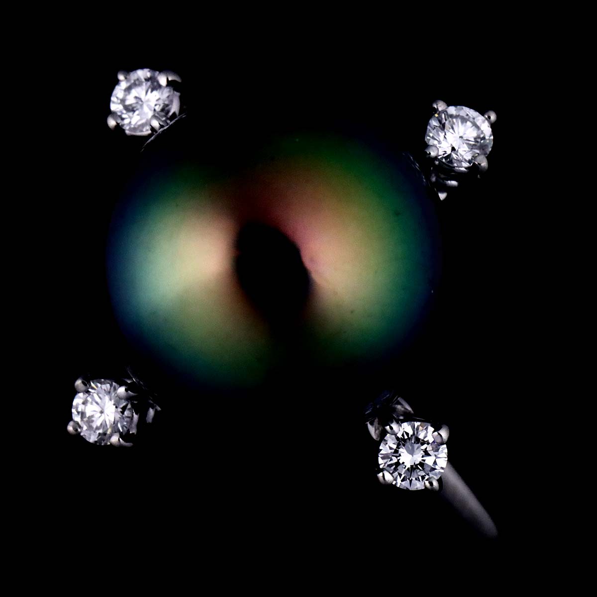 Black Pearl 10.9mm Diamond 0.12ct Ring Platinum size5.25(US)