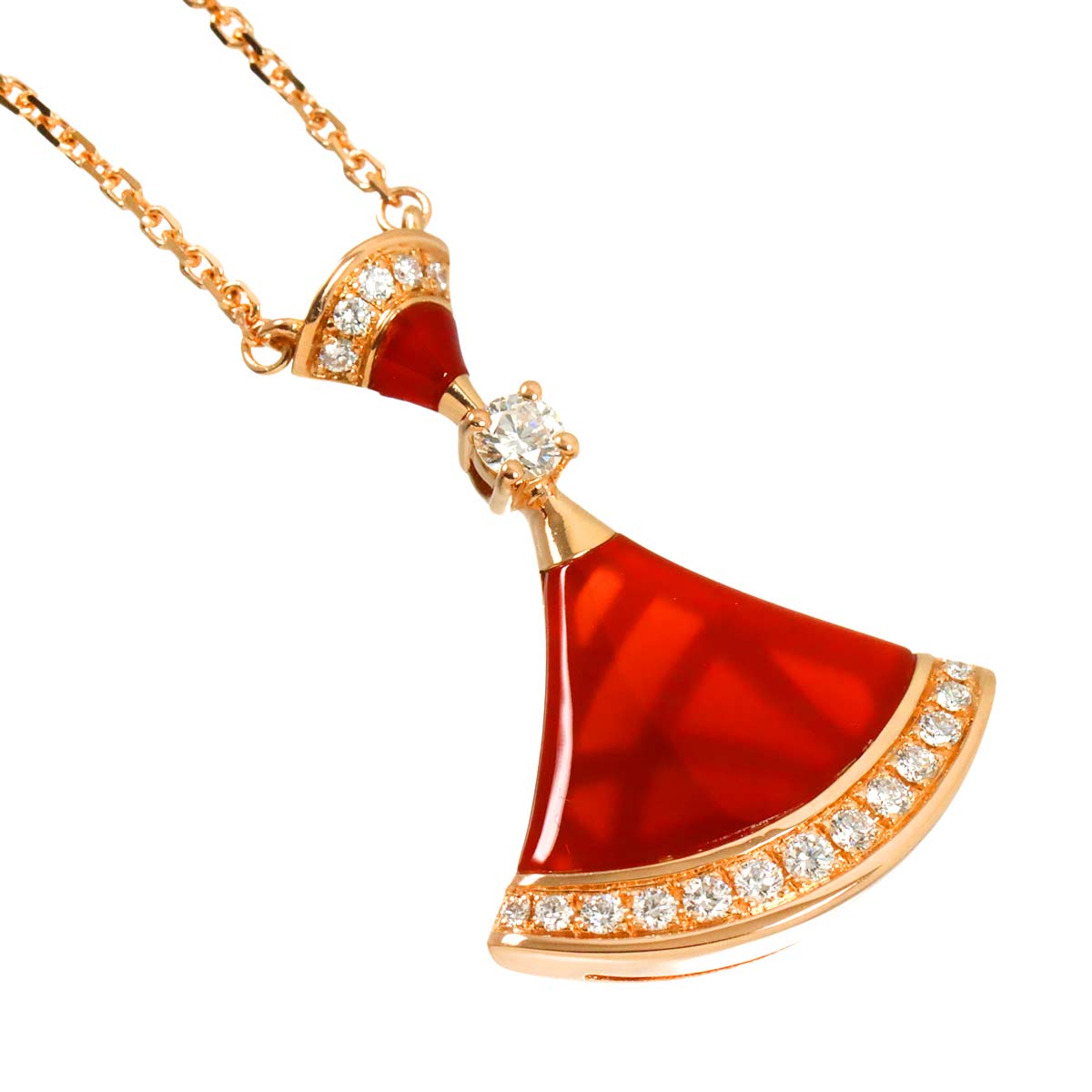 DIVAS DREAM Carnelian Diamond Necklace 18K PG 750
