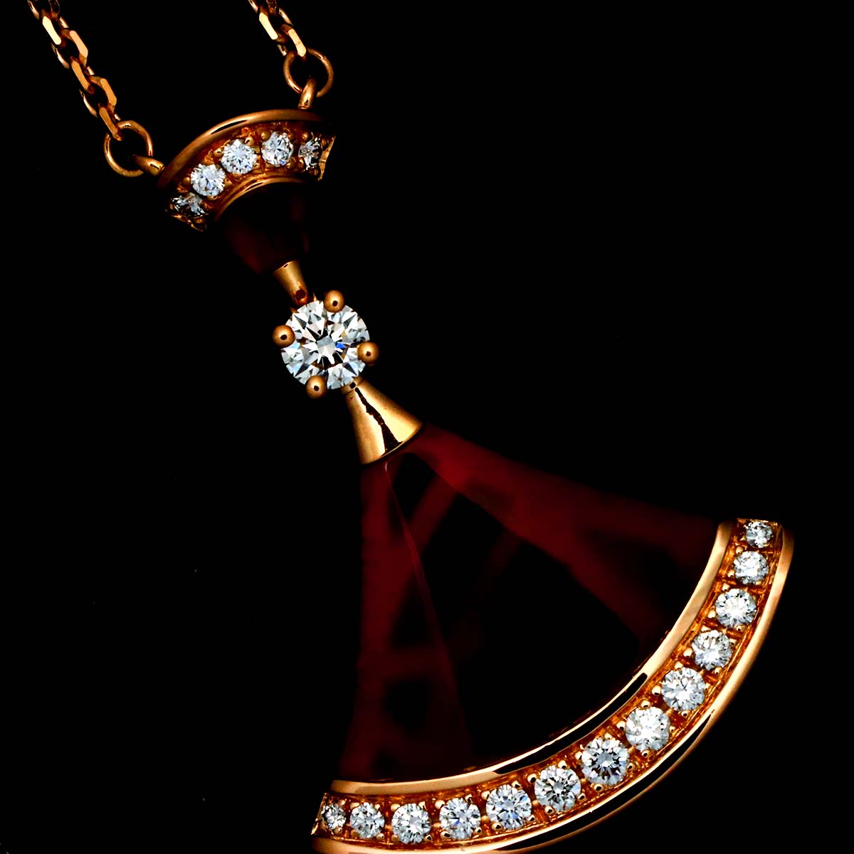 DIVAS DREAM Carnelian Diamond Necklace 18K PG 750