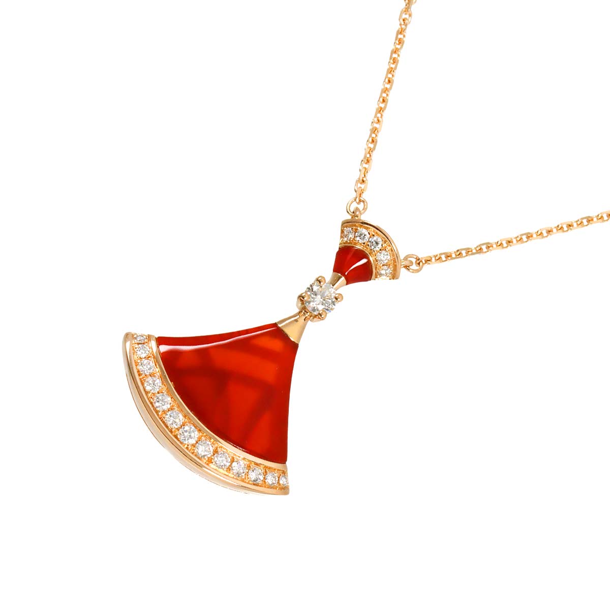 DIVAS DREAM Carnelian Diamond Necklace 18K PG 750