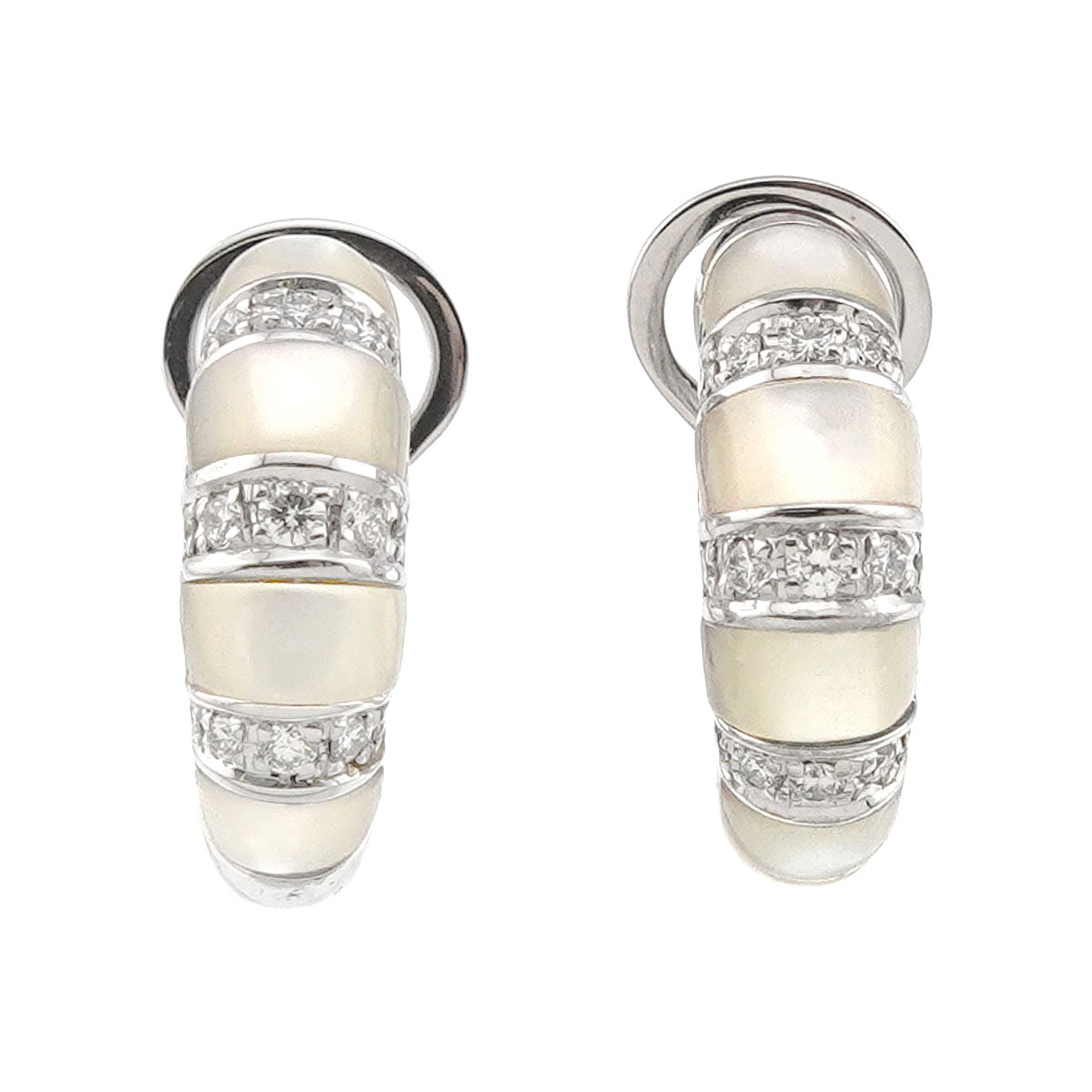 Diamond 0.15ct/0.15ct MOP Earrings Clip on 18K WG 750