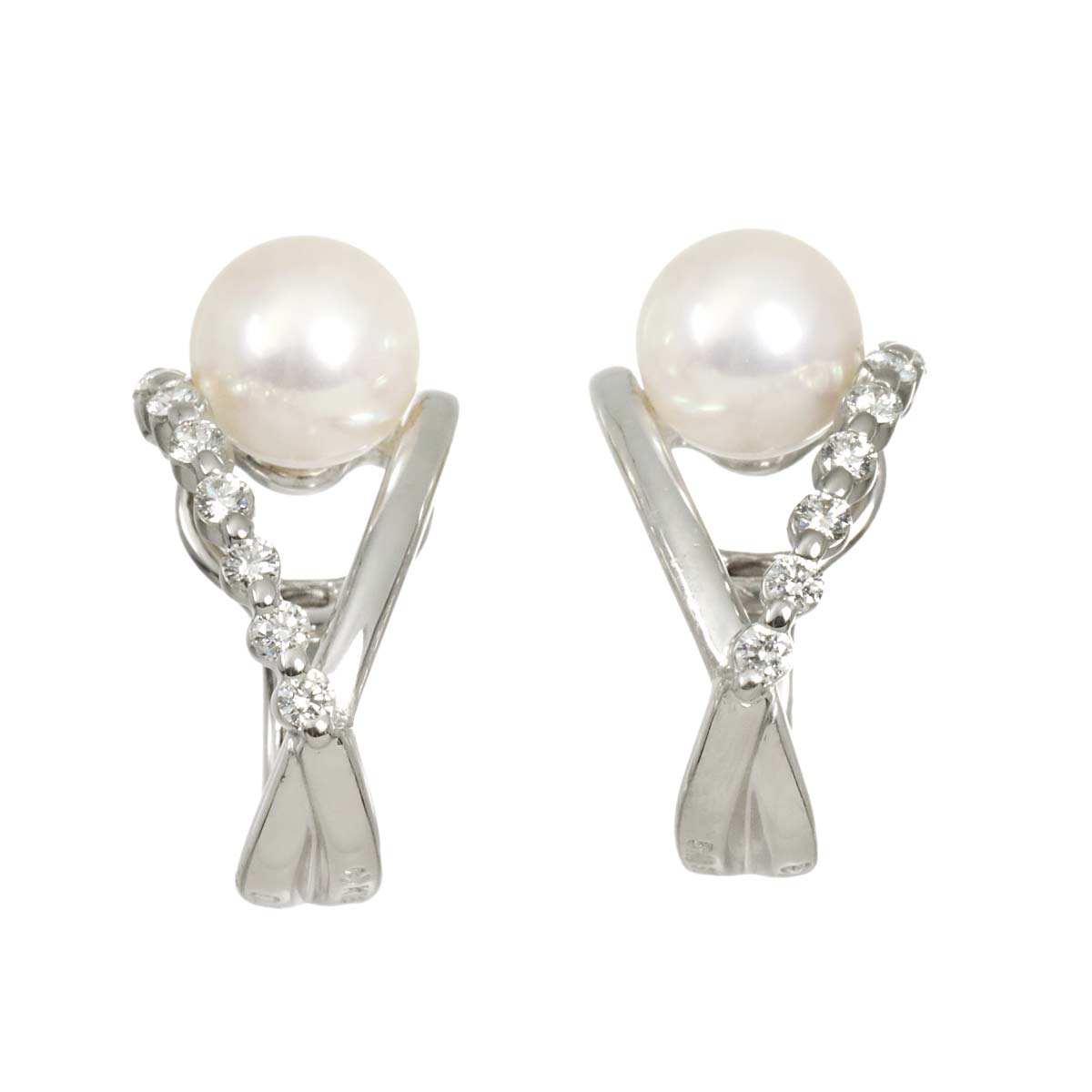 Akoya Pearl Diamond 0.13ct/0.13ct Earrings Clip on 18K WG 750