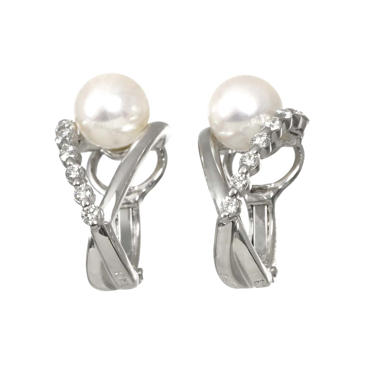 Akoya Pearl Diamond 0.13ct/0.13ct Earrings Clip on 18K WG 750
