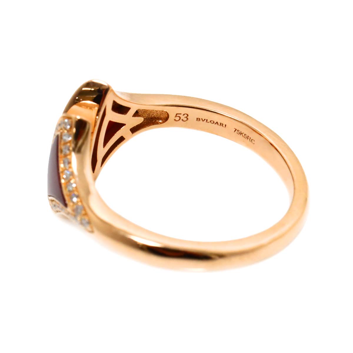 Carnelian Diamond Ring 18K PG 750 size53 6-6.25(US)