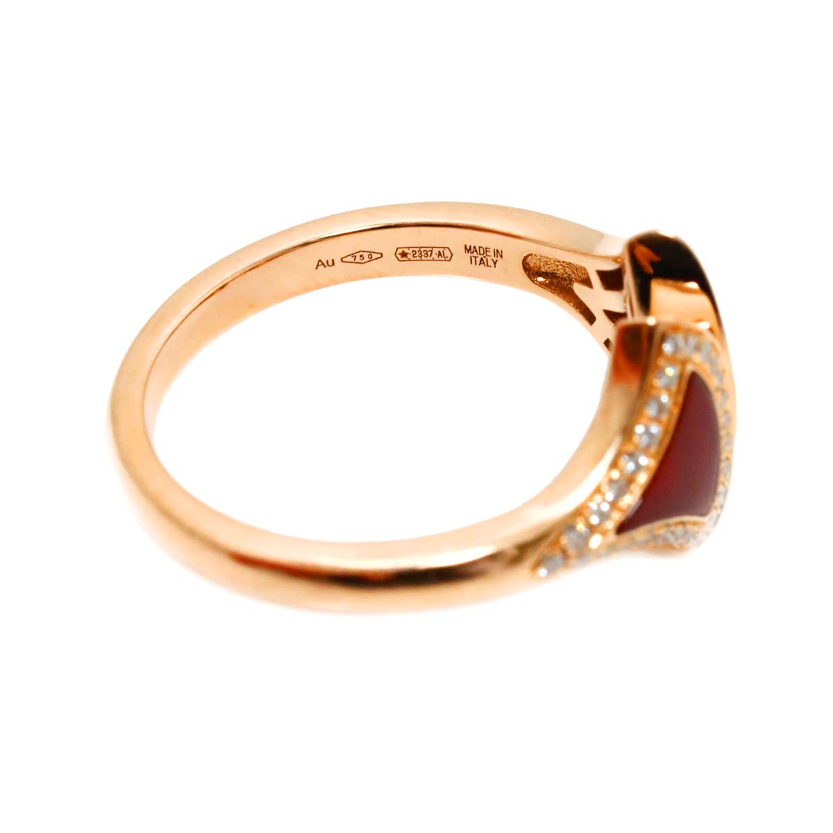 Carnelian Diamond Ring 18K PG 750 size53 6-6.25(US)