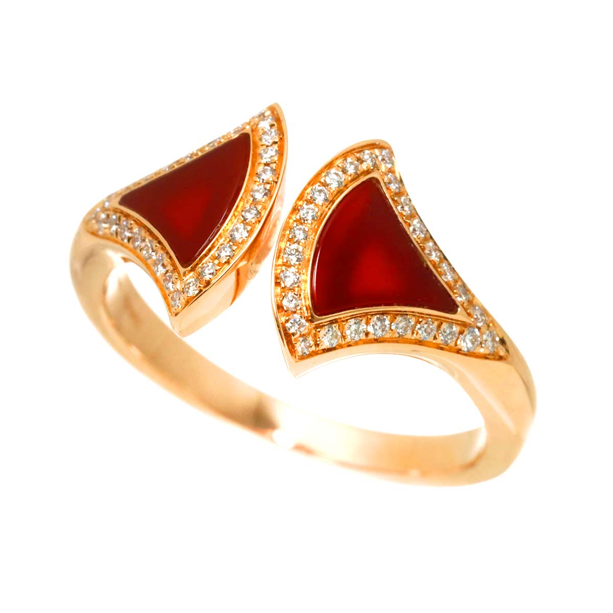 Carnelian Diamond Ring 18K PG 750 size53 6-6.25(US)
