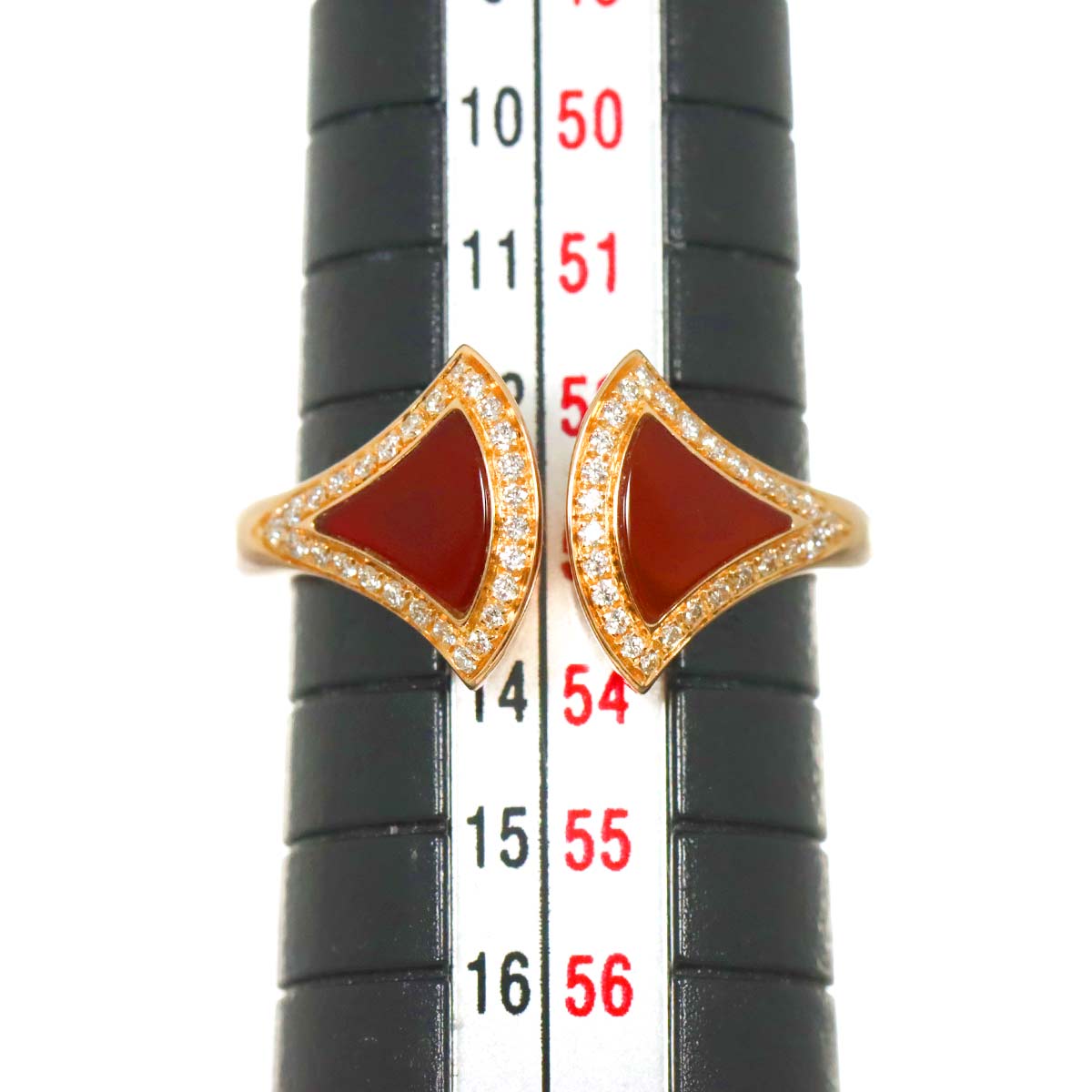 Carnelian Diamond Ring 18K PG 750 size53 6-6.25(US)