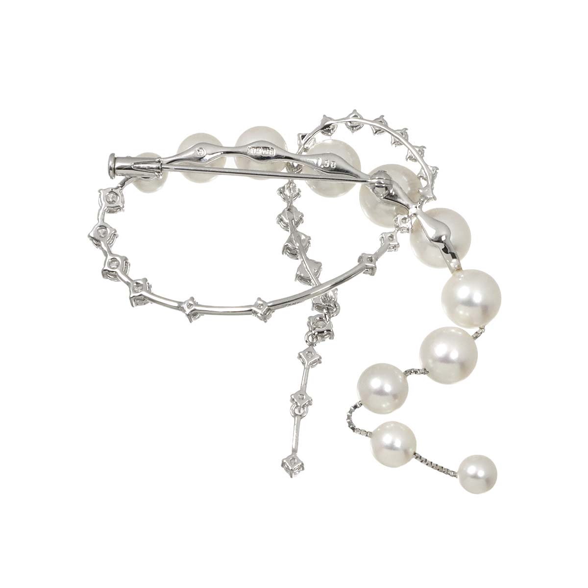 Akoya Pearl Diamond 1.58ct Brooch 18K WG 750